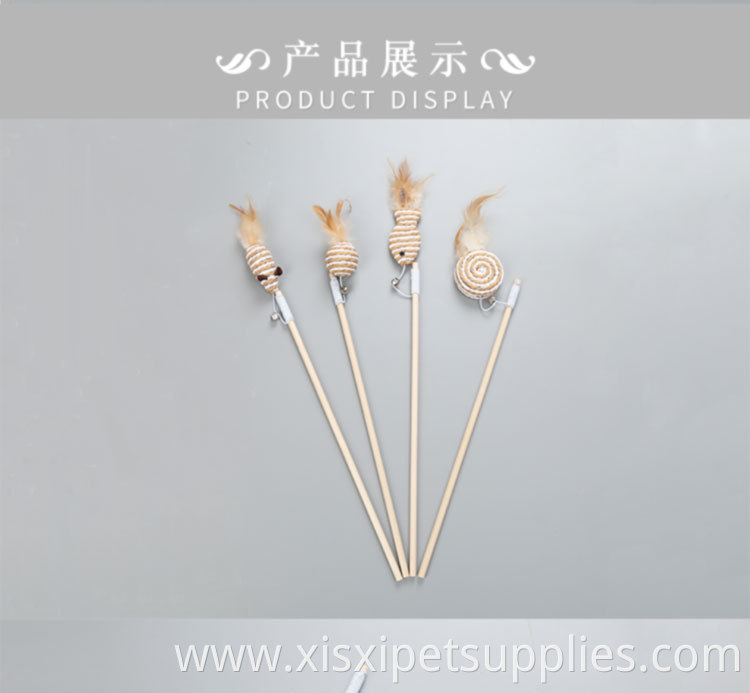 wholesale cheap price rope l mouse on a wooden stick feather cat toy